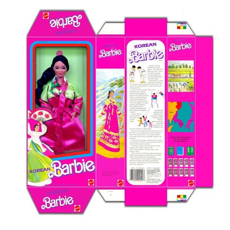 Barbie Doll Box Template, Doll Box Packaging, Barbie Box Template, Barbie Box Diy, Barbie Packaging, Korean Barbie, Barbie Doll Box, Dollhouse Clothes, Barbie Printables