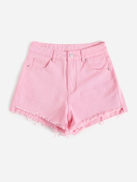 Pink Shorts Outfits, Black Denim Skirt Outfit, Jeans Rosa, Women Denim Shorts, Denim Shorts Outfit, Pink Denim Shorts, Pink Denim, Cute Preppy Outfits, Pink Jeans