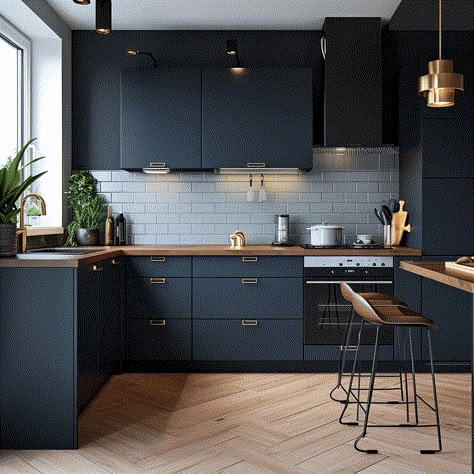 30 Unique and Stylish Small Kitchen Ideas You’ll Love Kitchen Parisian, Kitchen Remodel Must Haves, Kitchen Remodel Galley, Kitchen Craftsman, Small Galley Kitchen Remodel, Stylish Small Kitchen, English Country Kitchen, Kitchen Remodel Diy, Dark Blue Kitchens