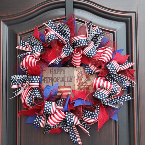 PRICES MAY VARY. ❤️【Partriotic & USA July 4th Door Decorations】Fourth of july wreath, patriotic wreath, american flag wreath, red white and blue wreath, memorial day wreath, independence day wreath, summer wreath! Use it to welcome everyone and commemorate the birthday of the motherland, exquisite and unique appearance will attract everyone's attention! ❤️【High Quality Material】Each patriotic decorative wreath is woven with high-quality materials. This summer wreaths for front door is made of hi July 4th Decorations Home Decor, Blue Garland, American Flag Wreath, Flag Wreath, Memorial Day Wreaths, 4th July Crafts, Garland Decoration, July Wreath, Fourth Of July Decor