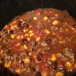 Quick Texas Stew - Allrecipes.com Southwest Stew Recipe, Weight Watchers Taco Soup, Boiled Chicken Breast, Can Black Beans, Canning Sweet Corn, Black Bean Chili, Rotel Tomatoes, Boiled Chicken, Cast Iron Recipes