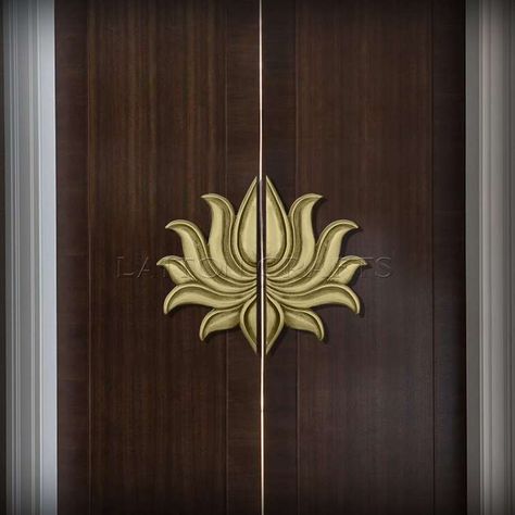 Pooja Room Door Handles, Brass Handles For Main Door, Door Pull Handles Entrance, Brass Main Door Designs, Carved Doors Wooden, Indoor Door Design, Gopuram Designs, Wooden Main Double Door Design, Main Door Handle Design