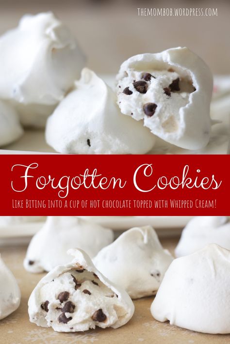 Forgotten Cookies: Like Biting into a Cup of Hot Chocolate Topped with Whipped Cream Forgotten Cookies Meringue, Forgotten Cookies Christmas, Meringue Cookies Christmas, Christmas Meringue Cookies, Forgotten Cookies Recipe, Meringue Cookies Recipe, Forgotten Cookies, Cookies Meringue, Cup Of Hot Chocolate