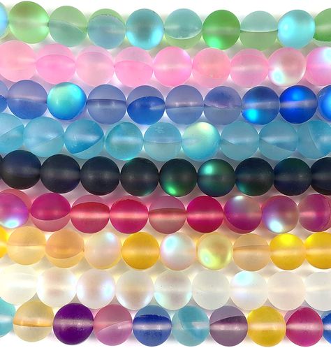 Amazon.com: Beadalgo - Frosted Aura Crystal Mermaid Glass Beads 6mm, 8mm, 10mm, 12mm - 15 inch Strand (Crystal, 6 mm) : Arts, Crafts & Sewing Crystal Mermaid, Beads To Buy, Mermaid Glass, Aura Crystals, Amazon Art, Sewing Stores, The Amazon, Crafts Sewing, Live Lokai Bracelet