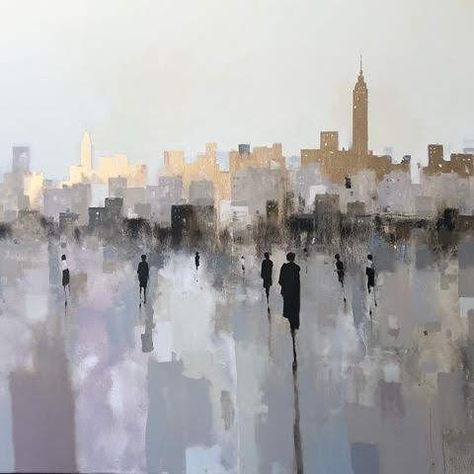 Gold Abstract Painting, Gold Art Painting, City Skyline Art, Abstract City, Cityscape Art, City Wall Art, Skyline Art, Abstract Painters, Modern Abstract Painting