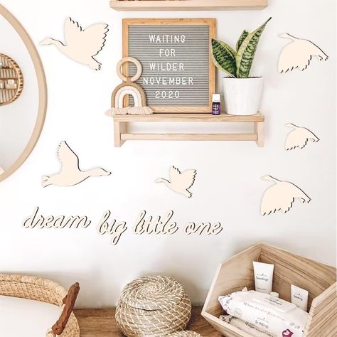 PRICES MAY VARY. Dream Big Little One Wall Decor total contain: 1 set of Baby Room Decor (10 pieces)," dream big" letter-size: 4.9’’H x 12.9’’W,total display-size: 24.7’’H x 26.1’’W (you can adjust it yourself). Easy to Peel and Stick: Nursery Wall Decals are made of quality wood material, with adhesive on the back,which can make it easy to install without tools. Wooden Boys Girls Bedroom Sign Decoration: Self adhesive, easy and convenient to use, removable without sticky residue. It can be used Church Nursery Decor, Baby Wall Decor, Boy Girl Bedroom, Big Letter, Dream Big Little One, Church Nursery, Room Wall Decoration, Baby Room Wall, Sign Sticker