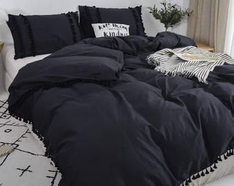 King Size Comforter, Duvet Covers Bohemian, Black Comforter, Boho Duvet Cover, Black Duvet, Boho Duvet, Velvet Bedding Sets, Bedding Quilt, Queen Bedding