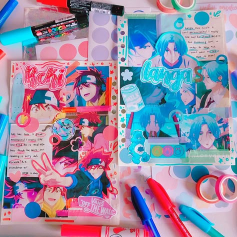 Anime Junk Journal, Anime Journaling Ideas, Anime Art Journal, Aesthetic Anime Journal, Anime Journal Aesthetic, Anime Journal Spread Ideas, Anime Journal Cover, Anime Scrapbook Ideas, Anime Scrapbook