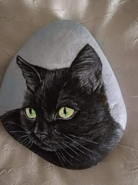 Cat Painting On Rock, Art Coquillage, Rock Painting Tutorial, Diy Rock Art, Painted Rock Animals, Stone Art Painting, Painted Rocks Kids, Painted Rocks Craft, Painted Rocks Diy