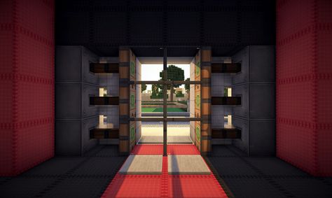 entrance auto slide door Modern House Project, Slide Door, Twisted Top, Minecraft Map, Minecraft Builds, Top Floor, Home Projects, Minecraft, Entrance