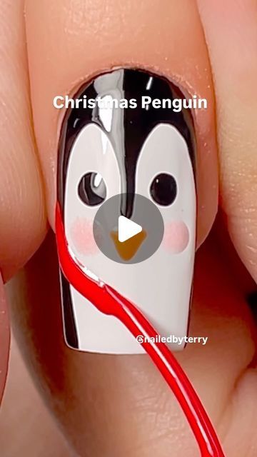 Terry Nguyen on Instagram: "Cute Christmas penguin 🥰❄️ #penguinnails #christmasnails #sugarnails #candynails #nails #nailart #gelnails #winternails #cutenails #graynails #almondnails #nailedbyterry #wakeupandmakeup #nailsofinstagram" Penguin Nail Art Christmas, Penguin Nails Christmas, Penguin Christmas Nails, Penguin Nail Designs, Penguin Nail Art, Penguin Nails, Nail Art Noel, Christmas Nail Art Ideas, Sugar Nails