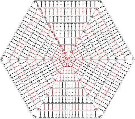 Crochet Hexagon Diagrams ⋆ Crochet Kingdom Hexagon Crochet Pattern, Crochet Kingdom, Crochet Placemat Patterns, Crochet Doily Diagram, Crochet Motif Patterns, Crochet Hexagon, Crochet Fashion Patterns, Crochet Doily Patterns, Crochet Square Patterns