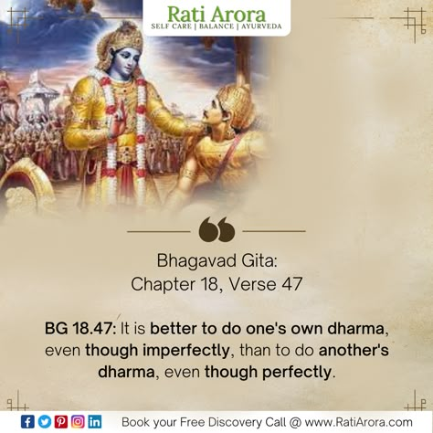 It is better to do one’s own dharma, even though imperfectly, than to do another’s dharma, even though perfectly. - Bhagavad Gita This quote from the holy Bhagavad Gita's emphasis the importance of individuality, authenticity, and purpose. #bhagavadgita #krishna #ikigai #lifepurpose #purpose #spirituality #spiritualawakening