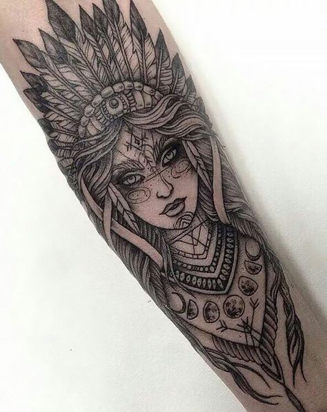 Indian Headdress Tattoo, Voll Arm-tattoos, Headdress Tattoo, Mangas Tattoo, Native Tattoos, Feminine Tattoo Sleeves, Skull Sleeve Tattoos, Skull Sleeve, Indian Headdress