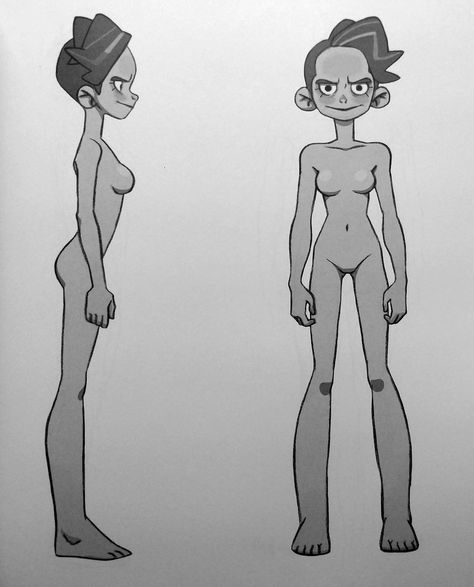 Cartoon Character Body Design, Anna Cattish Character Design, Animation Body Poses, T Pose Turnaround, Stylized Character Design 2d, Stylized Anatomy Character Design, 2d Character Turnaround, Cartoon Character Turnaround, Turnaround Reference Character Sheet