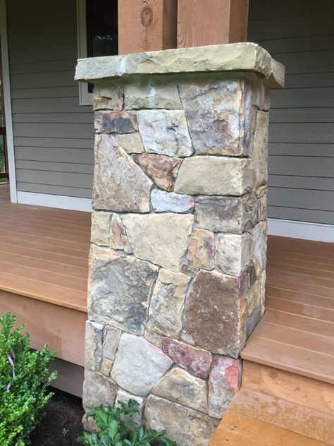 Stone Pillars Porch, Front Porch Stone Columns, Front Porch Extension, Garden Ideas Budget, Front Porch Stone, Garden Ideas Budget Backyard, Porch Extension, Column Ideas, Front Porch Columns