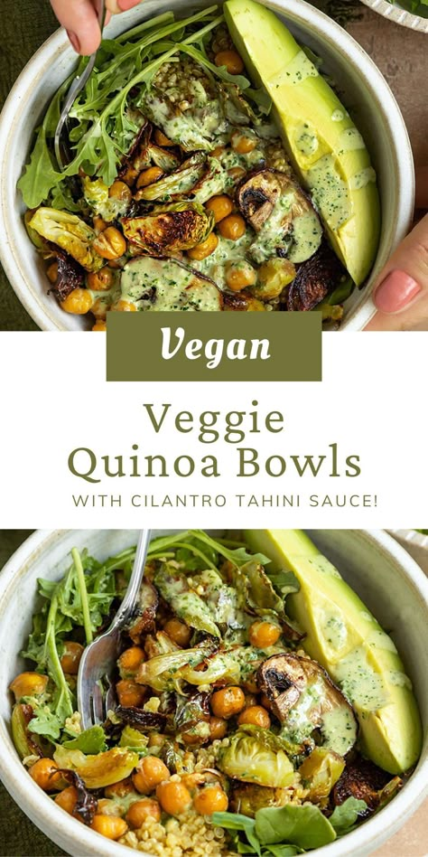 Brussel Sprouts Recipes Healthy, Vegetarian Salad Bowls, Healthy Rice Bowls Vegetarian, Vegan Tahini Bowl, Quinoa Vegan Bowl, Pesto Bowl Recipe, Mushroom Grain Bowl, Vegan Macro Bowl, Whole Food Plant Based Bowls