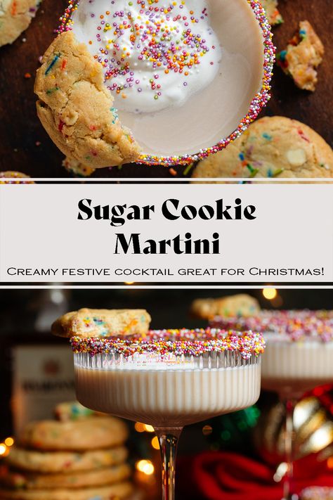 This Sugar Cookie Martini is an easy and delicious festive cocktail for the holiday season. It's made with homemade sugar cookie syrup, it's creamy, flavorful, and always a crowd-pleaser. The cocktail can also be served in a pitcher or as a mocktail so everyone can enjoy it! #FeelingFestive24 Sugar Cookie Mocktails, Sugar Cookie Espresso Martini, Sugar Cookie Cocktail, Easy Homemade Syrup, Sugar Cookie Martini Recipe, Sugar Cookie Syrup, Sugar Cookie Martini, Cookie Martini, Christmas Waffles