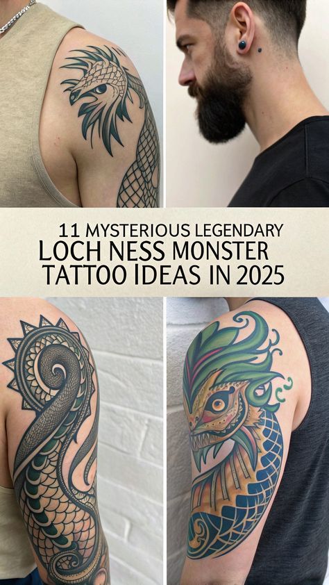 Add a touch of elegance to your tattoo collection with this beautiful watercolor Nessie portrait tattoo design. Inspired by Scottish folklore and mythology. #WatercolorTattoo #NessieTattoo #ScotlandTattoo #PortraitTattoo #FolkloreTattoo Loch Ness Monster Tattoo, Monster Tattoo Ideas, Portrait Tattoo Design, Scotland Tattoo, Scottish Folklore, Monster Tattoo, Tattoo Collection, Loch Ness Monster, Loch Ness