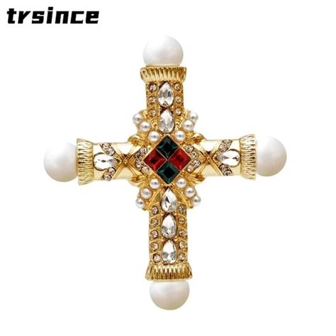 Just found this amazing item on AliExpress. Check it out! $2.29  57％ Off | Exquisite Pearl Rhinestone Baroque Cross Brooches for Women and Men Unisex Pin Fashion Rhinestone Vintage Gold Color Corsage Pin Fashion, Gold Brooches, Pink Rhinestones, Crystal Pearls, Guys And Girls, Fashion Vintage, Vintage Art Deco, Vintage Brooches, Ladies Day