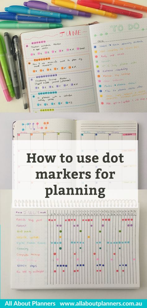 7 Ways to use dot markers in your planner or bullet journal Dot Planner Ideas, Bujo Organization, Dotted Journal Ideas, Aesthetic Planners, Block Schedule, Planner Spread Inspiration, Free Planner Printables, Journal Sheets, Daily Schedules