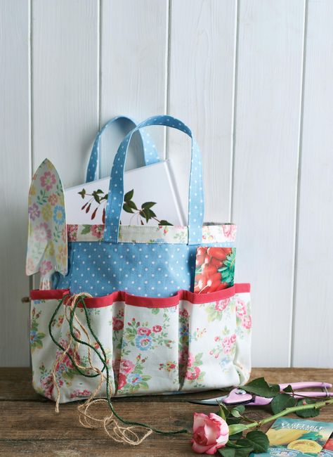 Cath Kidston Fabric Gardening Tool Caddy and Knee Rest Peg Bags, Cath Kidston Fabric, Garden Tool Bag, Tool Caddy, Sewing Caddy, Garden Apron, Garden Tote Bag, Cup Cozies, Tea Cozies