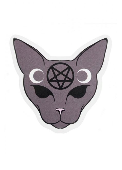 Barcode Tattoo, Gothic Drawings, Gothic Cat, Pentagram Design, Art Witch, Alternative Aesthetic, Cat Tat, Spooky Stickers, Attitude Clothing