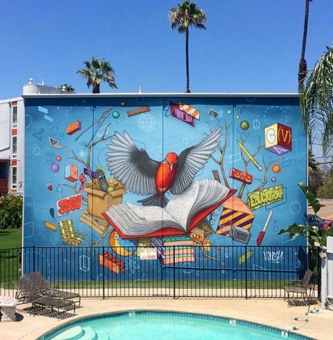 School Wall Art Ideas, Playroom Mural, Street Art Love, Mural Art Design, School Wall Art, School Murals, Classroom Art Projects, School Painting, Best Street Art