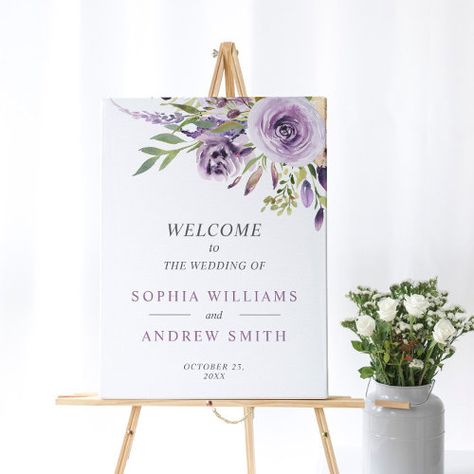 $44.20 | Purple Rose Floral Wedding Welcome Sign #outdoor wedding, wedding welcome sign, elegant wedding welcome sign, boho welcome sign, modern wedding welcome sign, purple rose wedding, lavender flowers sign, violet floral welcome poster, lilac flowers, watercolor flowers h009 Bridal Shower Lilac, Purple Welcome Sign, Diy Welcome Sign, Floral Welcome Sign, Wedding Welcome Board, Eucalyptus Wedding Invitation, Wedding Poster, Wedding Options, Welcome Boards