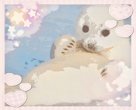 Seal Wallpaper Aesthetic, Seal Wallpaper Cute, Seal Fursona, Seals Aesthetic, Seal Wallpaper Laptop, Harp Seal Aesthetic, Mamegoma Phone Theme, Seal Icon, Cute Seal Aesthetic