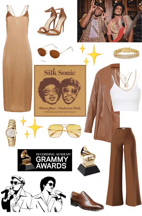 SILK SONIC OUTFIT- LEAVE THE DOOR OPEN 🤎 outfit ideas | #Silk Sonic #Leave The Door Open #Grammys 2021 #Bruno Mars #Anderson .Paak Musical Show Outfit, Silk Sonic Concert Outfit, Silk Sonic Inspired Outfit, Silk Sonic Aesthetic Outfit, Bruno Mars Silk Sonic Outfit, Silk Sonic Costume, Bruno Mars Fashion, Leave The Door Open Bruno Mars, What To Wear To A Bruno Mars Concert