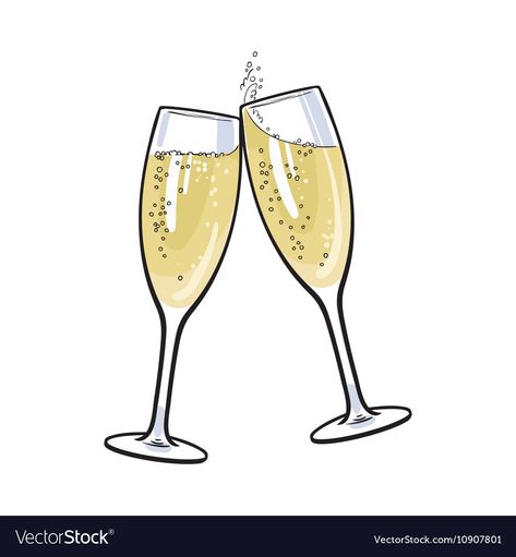 Champagne Cheers Illustration, Cartoon Champagne Glasses, Champagne Glasses Clipart, Champagne Glasses Illustration, Champagne Glasses Drawing, Cheers Doodle, Champagne Glass Drawing, Cheers Artwork, Cheers Clipart