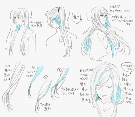 Imgur: The magic of the Internet Long Hair Drawing, Pelo Anime, Drawing Hair Tutorial, Manga Hair, Drawing Hair, Hair Sketch, Poses References, Anatomy Drawing, Anime Hair