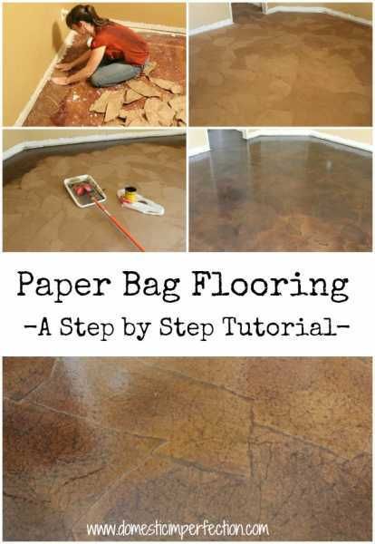 Paper-Bag-Flooring, looks perfect for the downstairs. Paper Bag Floor, Paper Bag Flooring, Paper Flooring, Diy Paper Bag, Paper Sack, Astuces Diy, Brown Paper Bag, Diy Flooring, Star Party