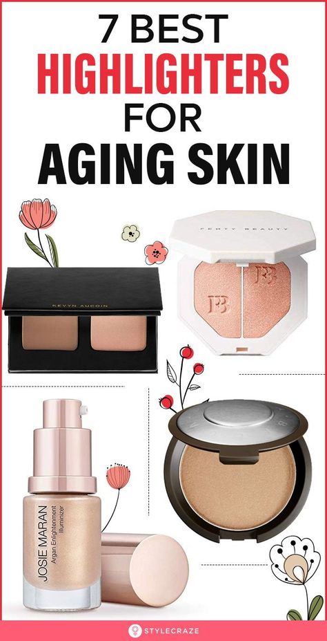 7 Best Highlighters For Aging Skin: The best highlighters for aging skin should glide smoothly, not crease or cake upon application, and impart a natural glow. However, finding the right highlighter might be tricky, with a myriad of options available. Hence, we compiled a list of the 7 best highlighters for mature skin you must check out right away! #Highlighter #Makeup #MakeupIdeas #MakeupTips Best Face Highlighter Products, Best Highlighter Makeup Glow, Best Makeup Highlighter, Highlighter Ideas, Best Face Highlighter, Best Cream Highlighter, Liquid Highlighter Makeup, Matte Highlighter, Makeup Highlighting