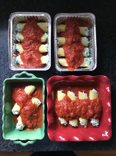 Manicotti Freezer Meal Recipe for 2 - One Hundred Dollars a Month Manicotti Recipe, Freezer Dinners, Cut Recipe, Budget Freezer Meals, Freezable Meals, Recipe For 2, Me And My Husband, Easy Freezer Meals, Inexpensive Meals