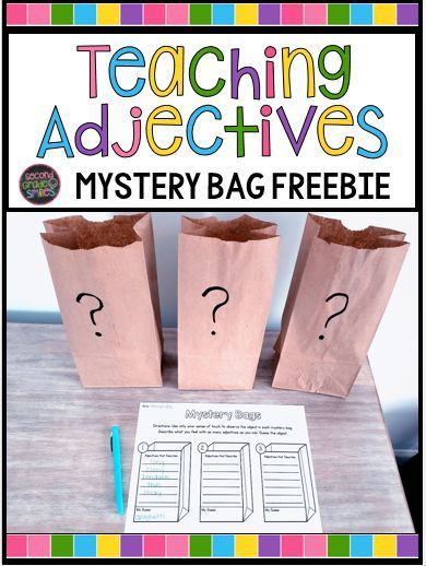 Free hands-on adjective activity! My 2nd graders loved this mystery bag printable! Unique idea for teachers! #adjectives Adverb Activities, Adjectives Lesson, Teaching Adjectives, 2nd Grade Grammar, Good Adjectives, Adjectives Activities, Nouns And Adjectives, First Grade Writing, Nouns And Verbs