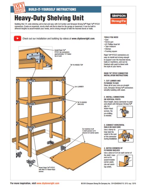 DIY 2x4 Shelving Unit - Learn how to make a super handy shelving unit with plyboard and 2x4 lumber. This is great for a garage, basement, or shed. #2x4project #diyshelves #diyshelvingunit Basement Storage Shelves, Garage Storage Units, Basement Shelving, Shed Shelving, 2x4 Lumber, Rolling Shelves, Diy Storage Shelves, Diy Crafts Vintage, Garage Basement