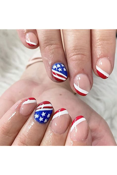 Independence Day Press on Nails Short Round, 24Pcs Full Cover Square False Nails, Glue On Nails with Patriotic Designs, Women Acrylic Fake Nails for July 4th, Artificial Reusable Stick on Nails Checkered 4th Of July Nails, Forty Of July Nails, Groovy 4th Of July Nails, 4th Place F July Nails, Patriotic Designs, Short Fake Nails, Press On Nails Short, Patriotic Nails, 4thnof July Nails