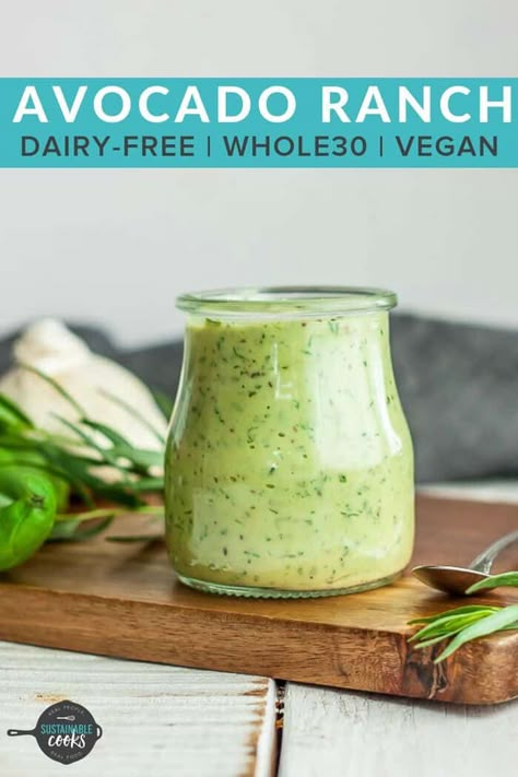 Easy Avocado Ranch Dressing, Avocado Ranch Dip Recipe, Whole30 Ranch, Avocado Ranch Dressing Recipe, Homemade Avocado Ranch Dressing, Avocado Yogurt Dip, Creamy Avocado Ranch Dressing, Avocado Lime Ranch Dressing, Paleo Ranch