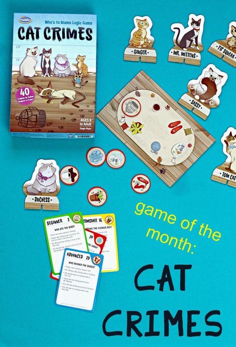 Cat Crimes game for kids from ThinkFun Cat Games For Kids, Logic Games For Kids, Logic Puzzle, Diy Kids Games, Love And Logic, Math Activities For Kids, Puzzle Games For Kids, Library Activities, Logic Games