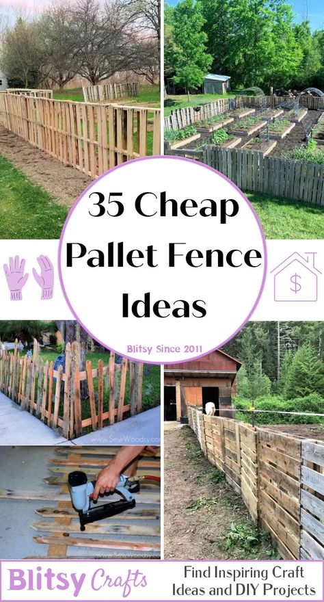 Easy Garden Fence Ideas Cheap, Pallet Gate Diy, Diy Small Fence, Pallet Board Fence, Diy Garden Fence Cheap Simple, Garden Fence Ideas Diy Cheap, Cool Fence Ideas, Pallet Garden Fence, Pallet Privacy Fences