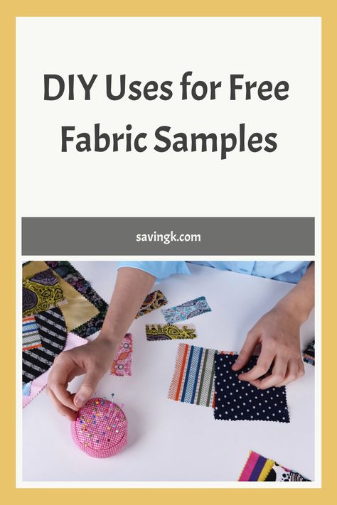 DIY Uses for Free Fabric Samples Upholstery Fabric Projects Easy Diy, Upholstery Samples Repurpose, Upholstery Fabric Samples Projects, Upholstery Fabric Samples Ideas Projects, Fabric Samples Projects, Fabric Swatches Ideas, Upholstery Fabric Projects, Upholstry Fabric, Samples Diy