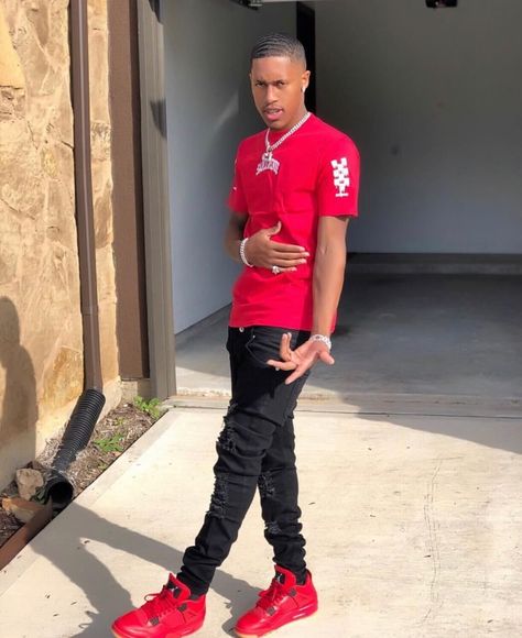 Cherry 11s Outfit Men, Boys Drip Outfits, Red Tee Outfit, Drippy Outfits Boys, Dope Boy Outfits, Red And White Outfits, Jordan Style, Drippy Outfit, Drip Outfit Men