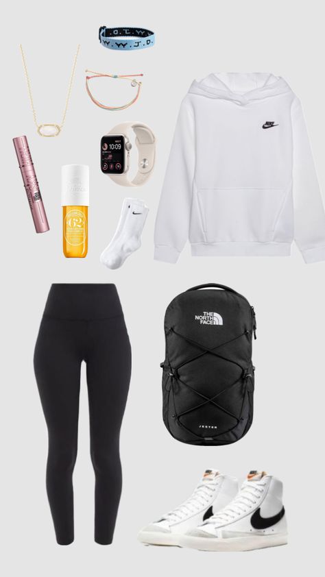 #outfitinspo #beauty #school #schoolfit #nike #nikeblazers #soldejaneiro #wwjd #vibes #schooloutfits #schooloutfit #northface #northfacebackpack #leggings #lululemon #backtoschool #sports #kendrascott Lululemon Leggings Outfit School, Cute Fits With Leggings, Outfits With Nike Blazers, Fits With Leggings, Nike Blazers Outfit, Nike Blazers, Legging Fits, Trendy Outfits For Teens, Casual School Outfits