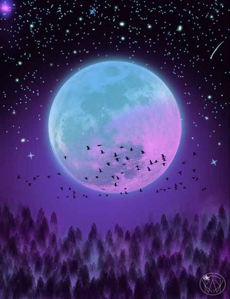 My Digital Drawing in Procreate - Tutorial from Ms. Flo @artwithflo 🌲🌲🌲 Moon Digital Drawing, Full Moon Drawing, Drawing In Procreate, Moon Landscape, Procreate Tutorial, Moon Drawing, Digital Drawings, Cool Diy, Full Moon