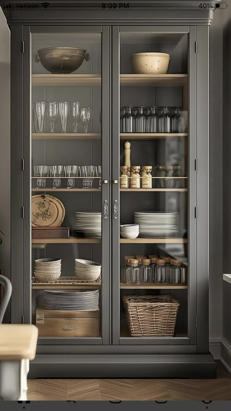 Storage Room For Kitchen, Glass Window Kitchen Cabinets, Glass Display Kitchen Cabinet, Kitchen Display Cabinet Modern, Kitchen With Display Cabinets, Kitchen Cupboard Glass Doors, Glass Cabinets Display Kitchen Cupboards, Kitchen Cabinet Glass Doors Display, Glass Cabinets Kitchen Decor