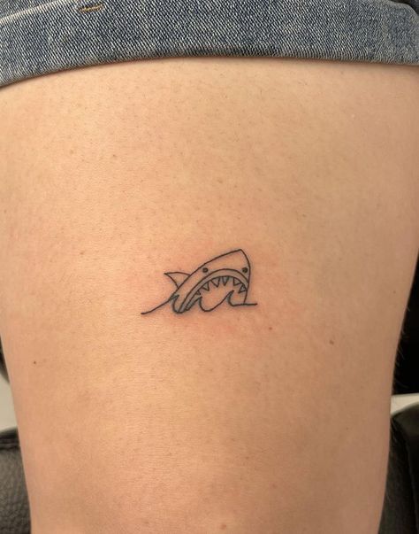 Basic Shark Tattoo, Shark Tiny Tattoo, Tiny Shark Tattoo Simple, Shark Small Tattoo, Silly Shark Tattoo, Shark Wave Tattoo, Cute Shark Tattoos For Women, Small Shark Tattoo For Women, Funny Shark Tattoo