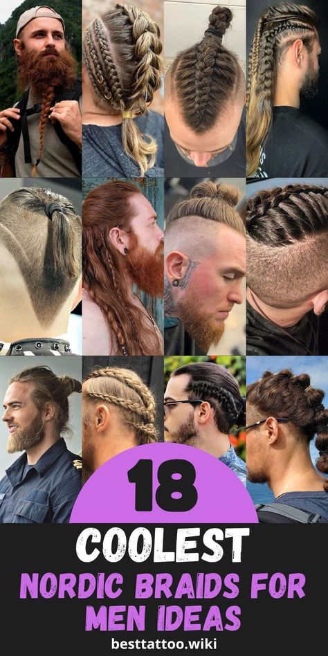 Dive into the world of Viking-inspired hairstyles with our exclusive collection of the top 18 Nordic braids for men in 2024. Explore the rugged elegance of these braided looks, perfect for gentlemen seeking a bold and distinctive appearance. Whether you prefer short or long hair, our selection offers versatile options to match your style and personality. Embrace the spirit of the Norse warriors and unleash your inner strength with our meticulously crafted Nordic braids. Viking Men Braids, Nordic Hairstyle Men, Nordic Braids For Men, Viking Hair Male, Norse Braids, Male Viking Hair, Male Viking Braids, Nordic Hairstyles, Viking Hair Men