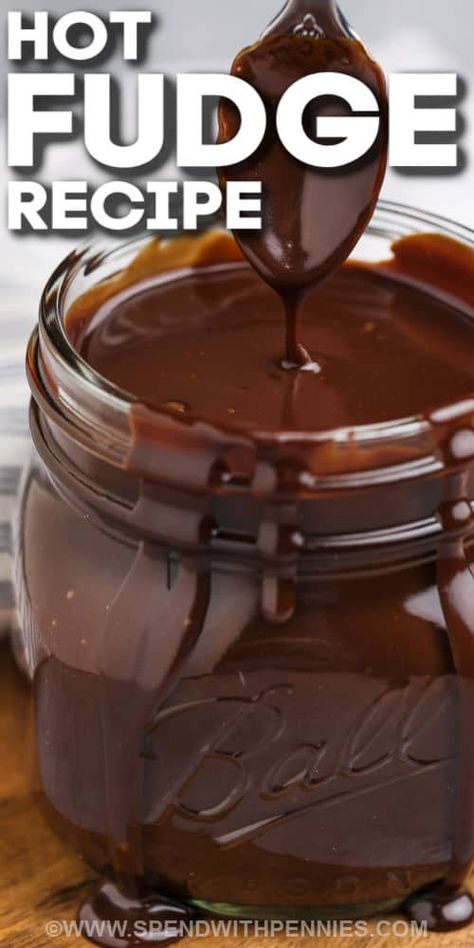 For a quick and easy hot fudge sauce, it doesn't get better than this easy recipe! It is ready in 5 minutes and has just 5 easy ingredients! Everyone loves homemade hot fudge on brownies, cakes, or ice cream sundaes! Try making this easy recipe and watch it disappear before your eyes like magic! So simple, chocolatey, and sweet. #homemadehotfudgesauce #easyhotfudgesauce #fudgesauce #spendwithpennies Easy Hot Fudge Sauce, Easy Hot Fudge, Hot Fudge Recipe, Hot Fudge Sauce Recipe, Homemade Hot Fudge Sauce, Homemade Chocolate Sauce, Ice Cream Sauce, Homemade Hot Fudge, Ice Cream Sundaes